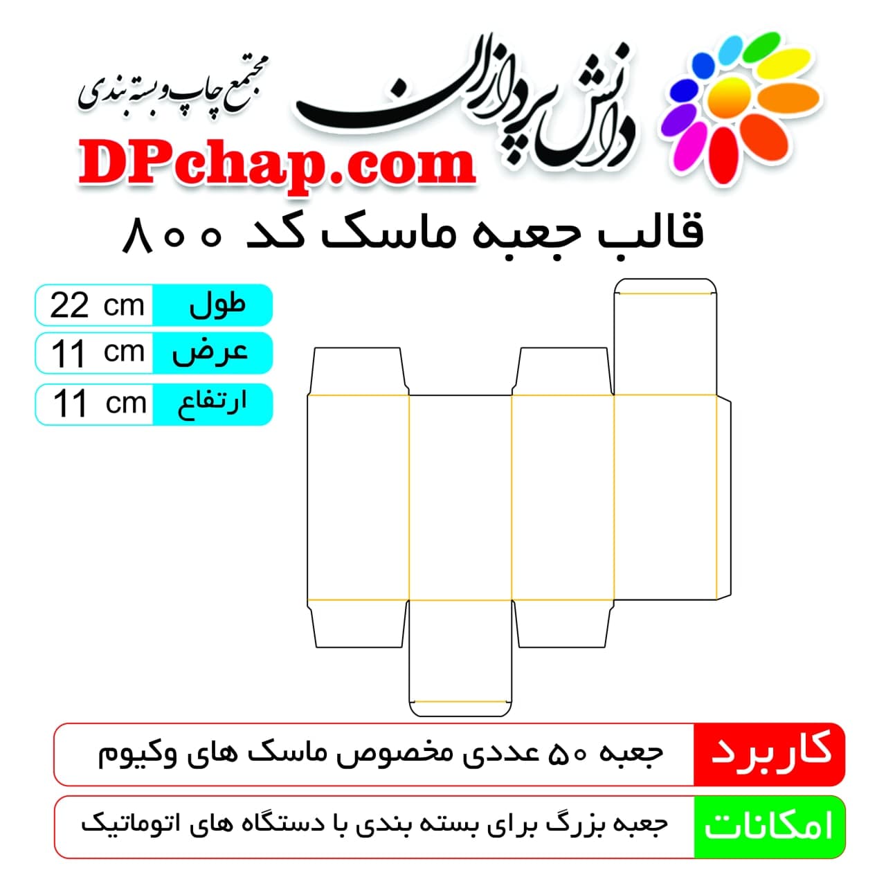 قالب جعبه ماسک پزشکی کد 800