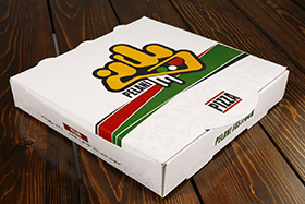جعبه پیتزا یک نفره گلاسه چاپ چهار رنگ